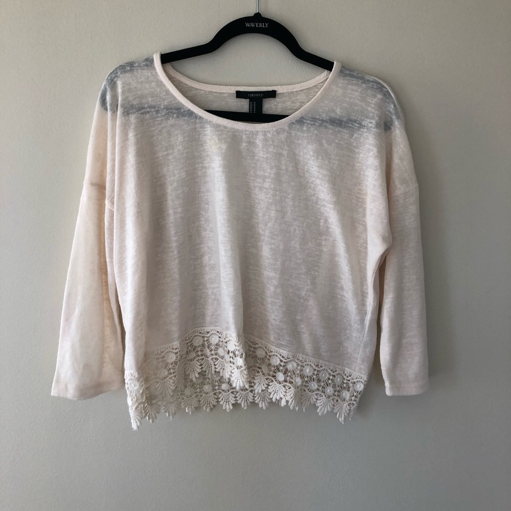 3/$25 Forever 21 Cropped Lace Sweater